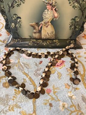 Chico's Bronze Coin and Cream Satin Ribbon Belt